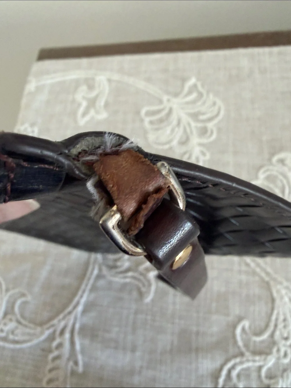 Dooney & Brooke Woven Brown Leather Wristlet